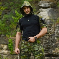 frog combat training suit camouflage coat short sleeve military sniper ghillie uniform outdoor trekking hiking hunting hoodie
