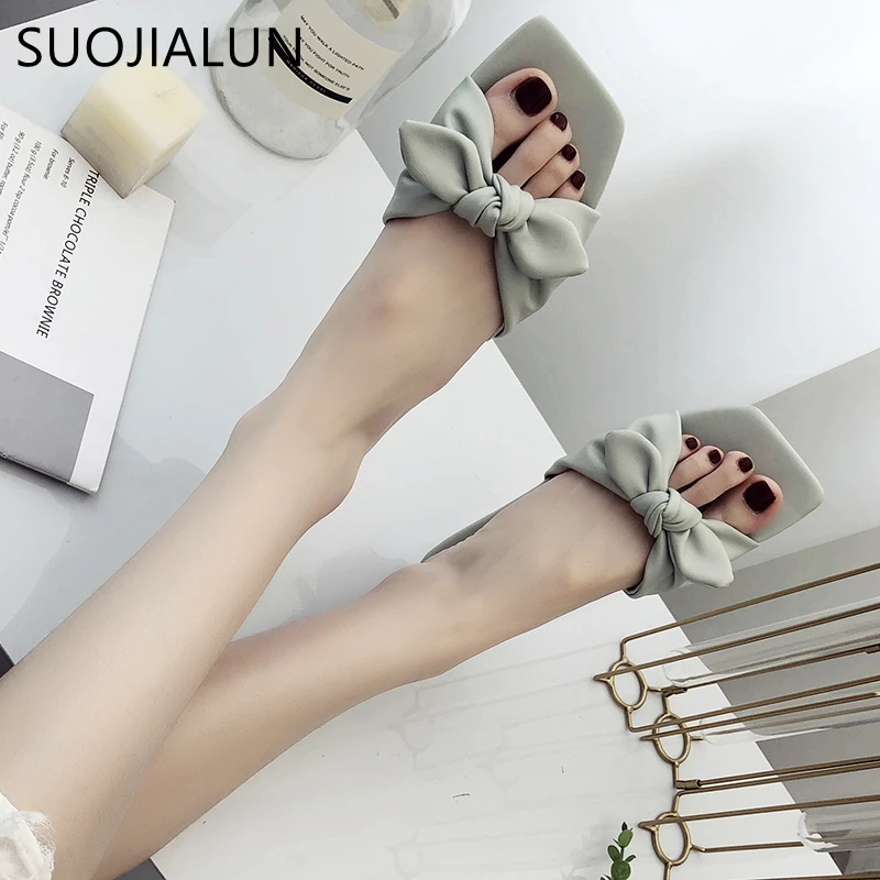 Шлепанцы SUOJIALUN женские в богемном стиле Нескользящие плоская подошва пляжная