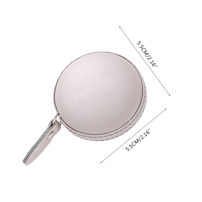 

PXPF 150cm Retractable Tape Measure with Round Faux Leather Case Pocket Size Portable Dual Sided Ruler Measurement Tool