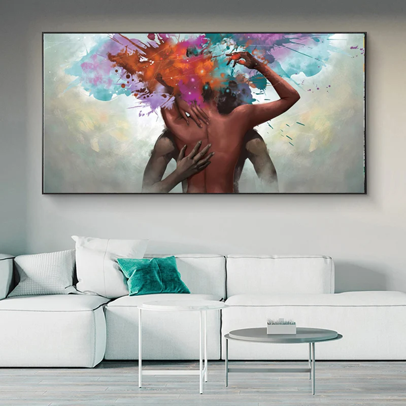 

Nordic Abstract Sensual Caress Naked Sexy Woman and Man Posters and Prints Oil Canvas Painting Wall Art Picture for Living Room