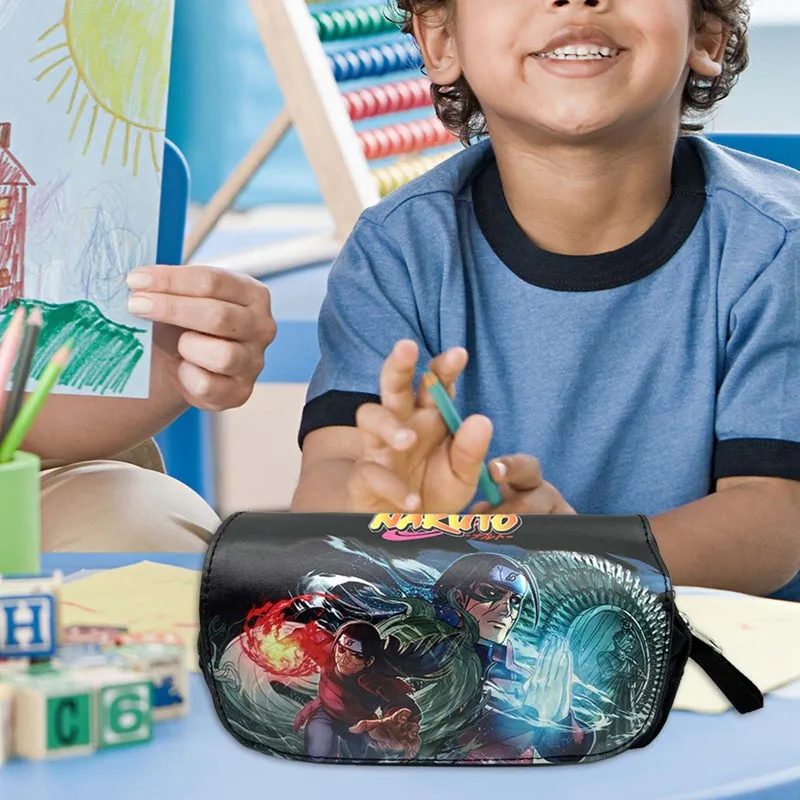 

20x12x9cm Anime Naruto Canvas Stationery Bag Large Capacity Student Zipper Pen Storage Bag Pencil Case Cosmetic Bag Stationery