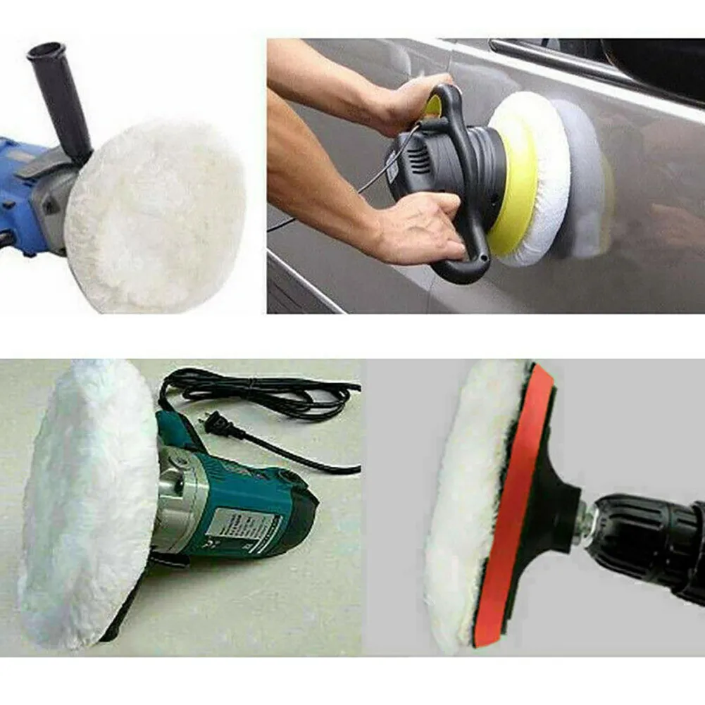 

Polishing Pad 5Pcs Polishing Waxing Buffing Pads Bonnet Buffer Pads Soft White Wool For 9- 10 Inch Car Polisher Parts