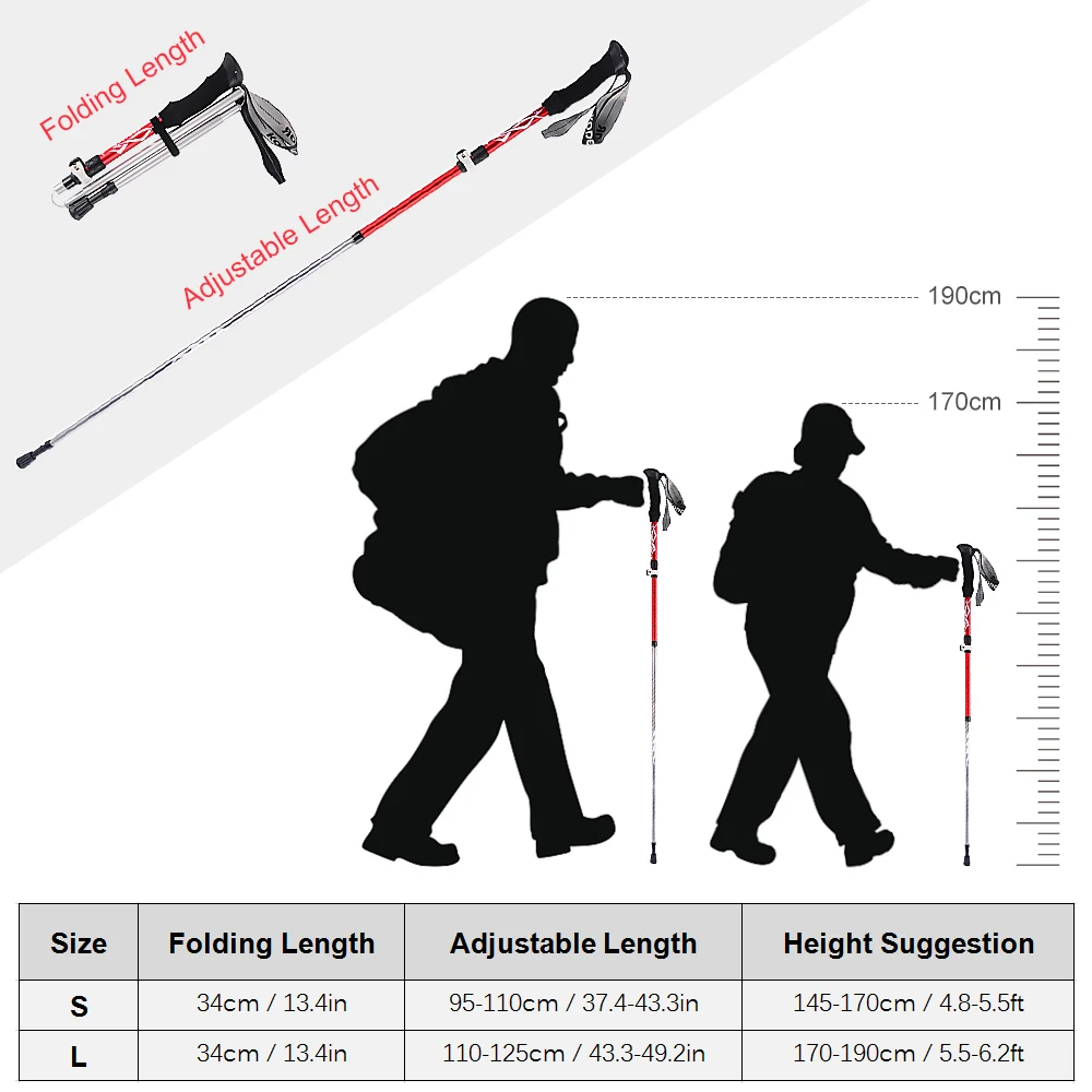 

2 PCS Collapsible Trekking Poles Set Men Women Walking Poles Lightweight Hiking Sticks For Trekking Camping Traveling Climbing