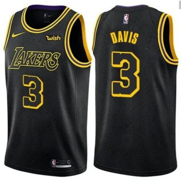

Men's Los Angeles Lakers Men #8 24 Kobe Bryant 23 LeBron James 3 Anthony Davis NBA City Black Mamba Jersey Shorts