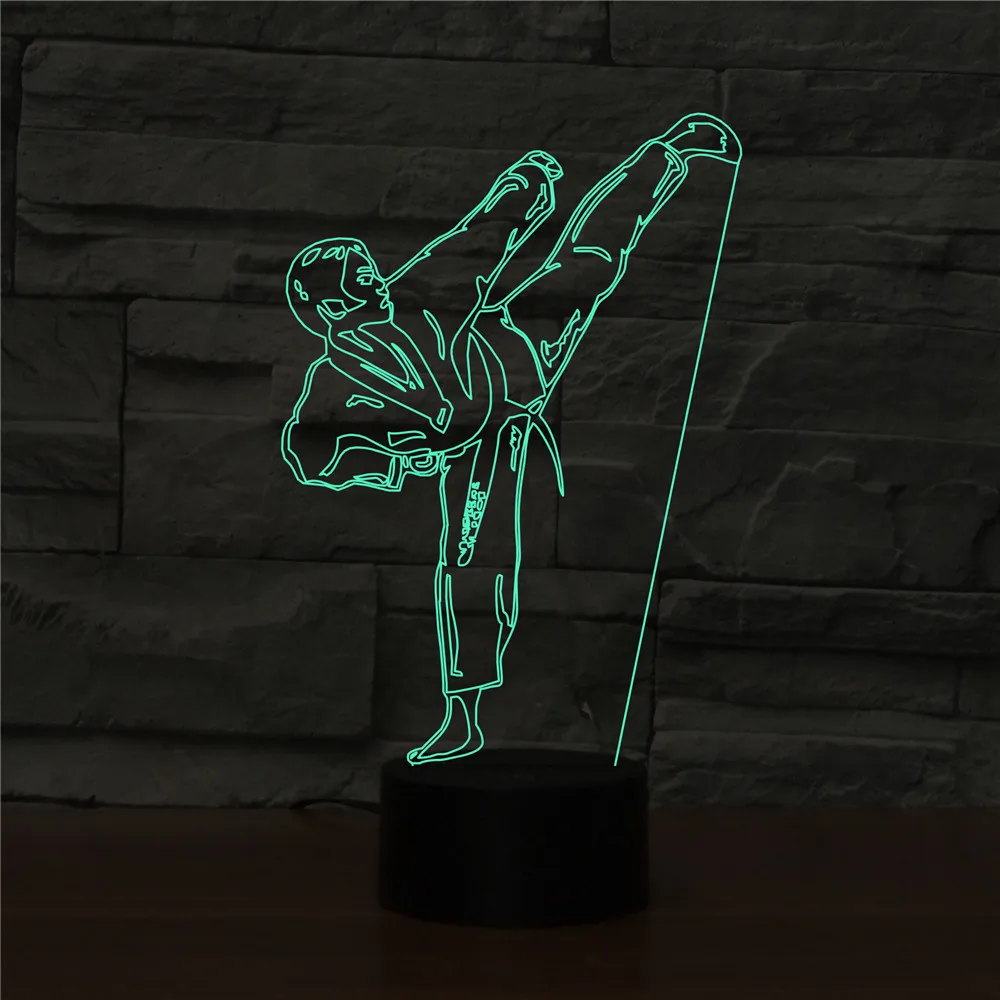 3D LED Night Light Remote Touch Table Desk Lamp Taekwondo Boys Gift Home Bedroom Decoration | Лампы и освещение
