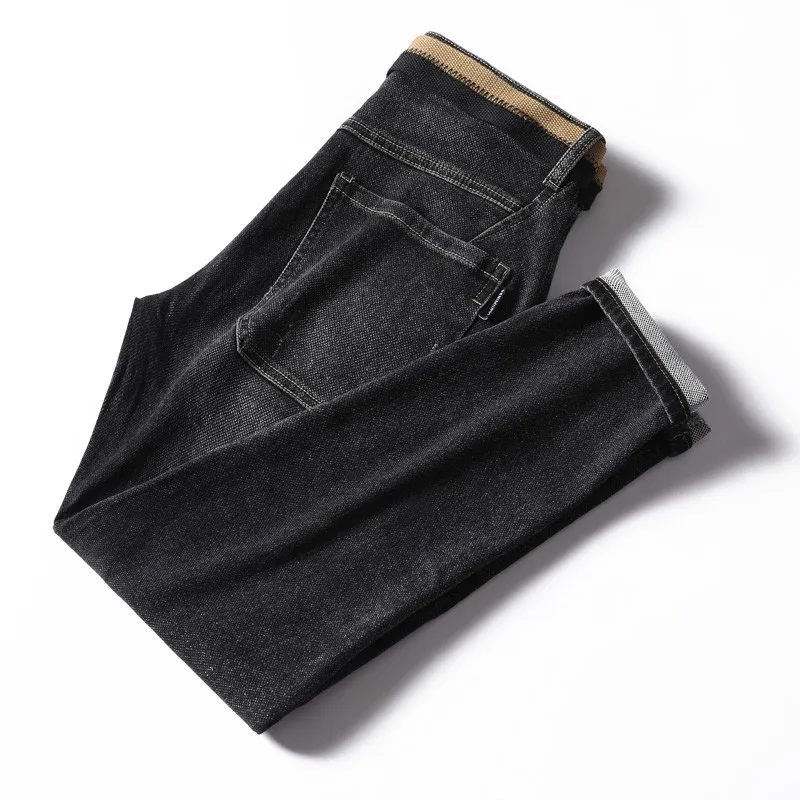 

Весна-Осень 2021, хлопковые облегающие повседневные джинсовые брюки, мужские Брендовые брюки, новые мужские шаровары, эластичные джинсы