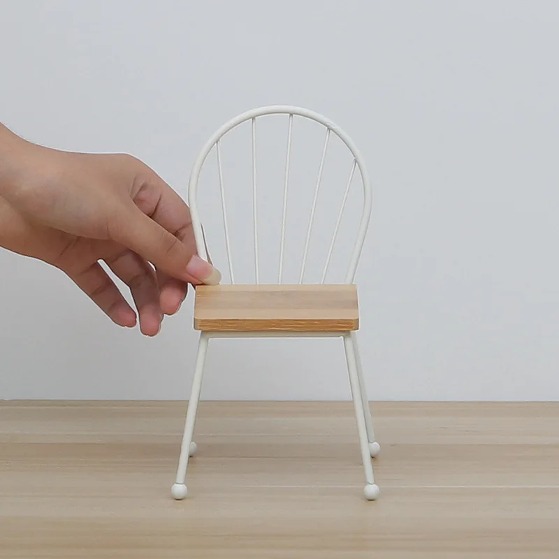 Маленький стул из цельного дерева мягкая мебель для украшения реквизит