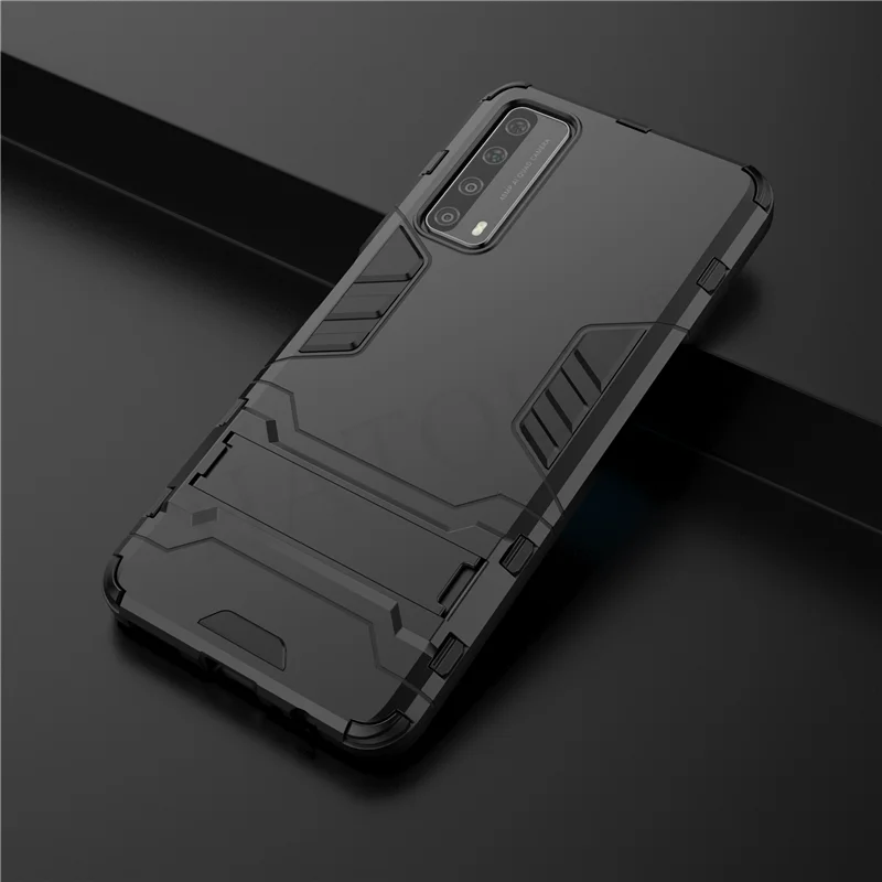 for huawei p smart 2021 case cover tpu bumper robot holder stand shockproof armor hard back phone case for huawei p smart 2021 free global shipping