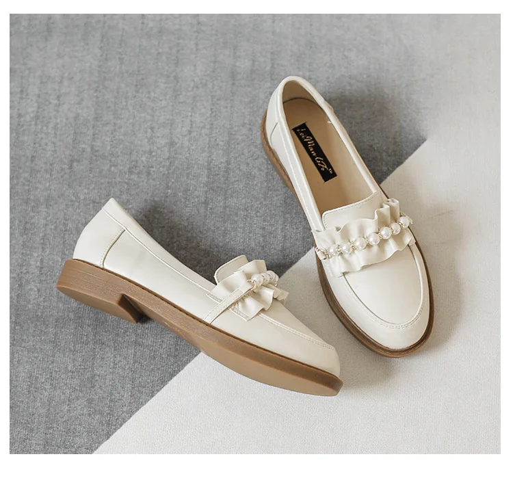 

Womens Derby Shoes All-Match Loafers With Fur British Style Modis Casual Female Sneakers Elegant Flats Slip-on Leather Summer Ne