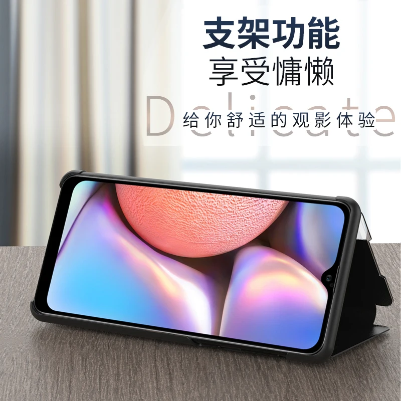 

Side Window Mirror Phone Case For Samsung Galaxy A10 M10 A50 A11 A91 M11 M80S A30S Anti-fall Flip Leather Holder Standing Cover