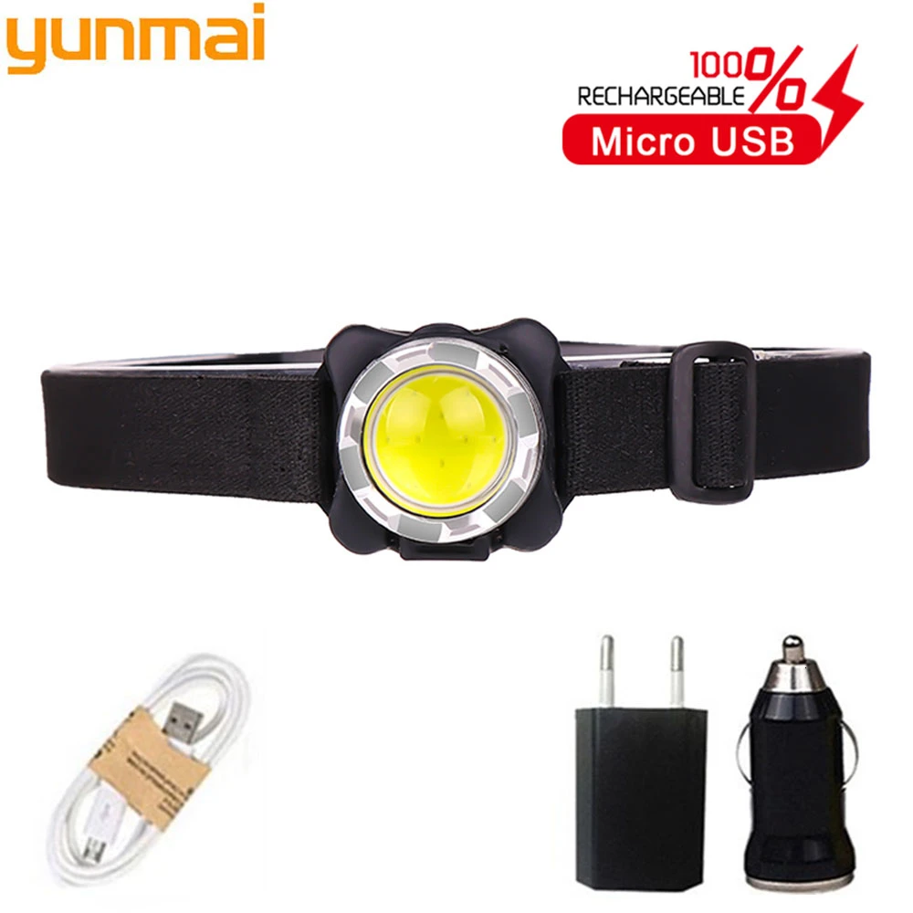 Фонарь налобный светодиодный с зарядкой от USB и встроенным аккумулятором 35000