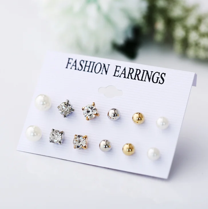 Набор минималистичных смешанных небольших сережек простые геометрические