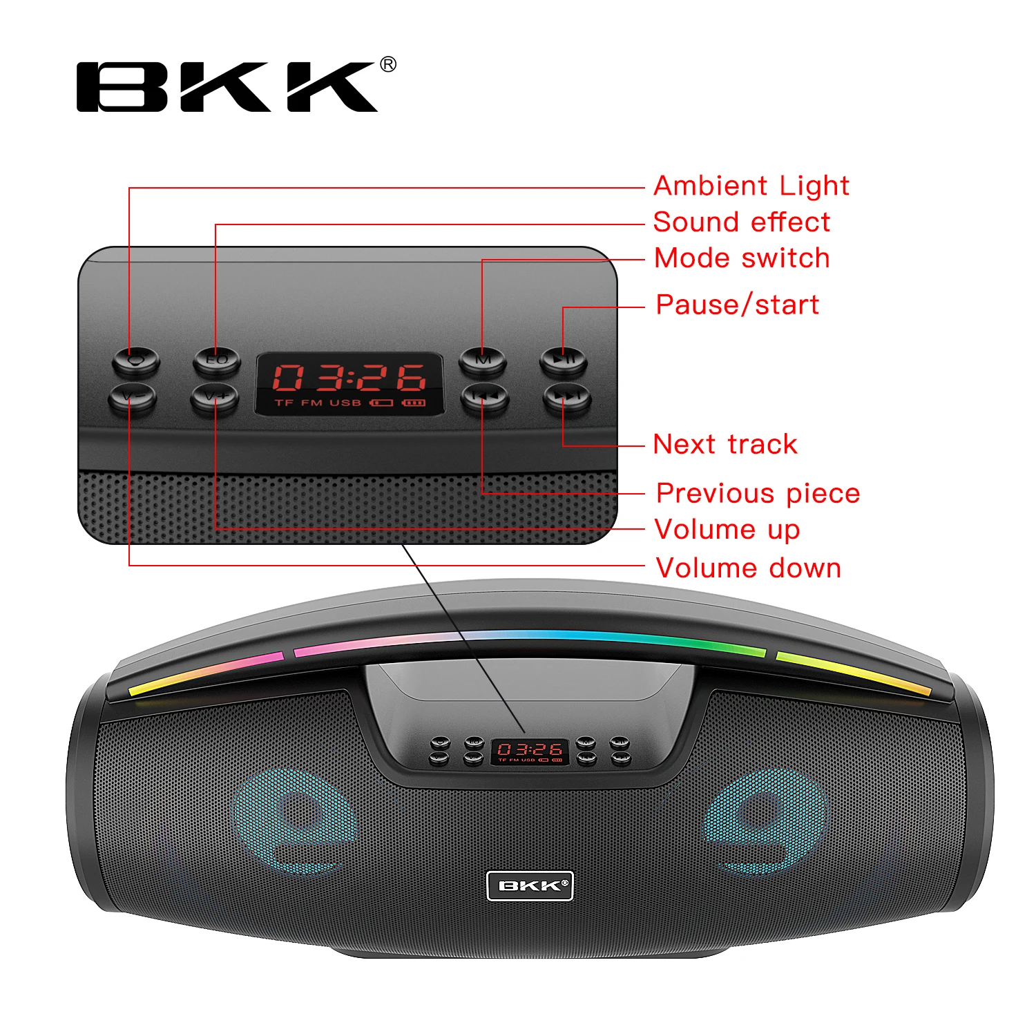 구매 BKK 휴대용 가라오케 블루투스 스피커 TWS 야외 카드 스피커 홈 시어터 서브 우퍼 라디오, 마이크 지원 TF 플레이어