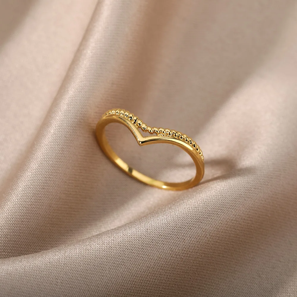 

Geometric Polka Dot Rings For Women Stainless Steel Gold Color Finger Ring 2022 Trend Aesthetic Couple Jewelry anillos