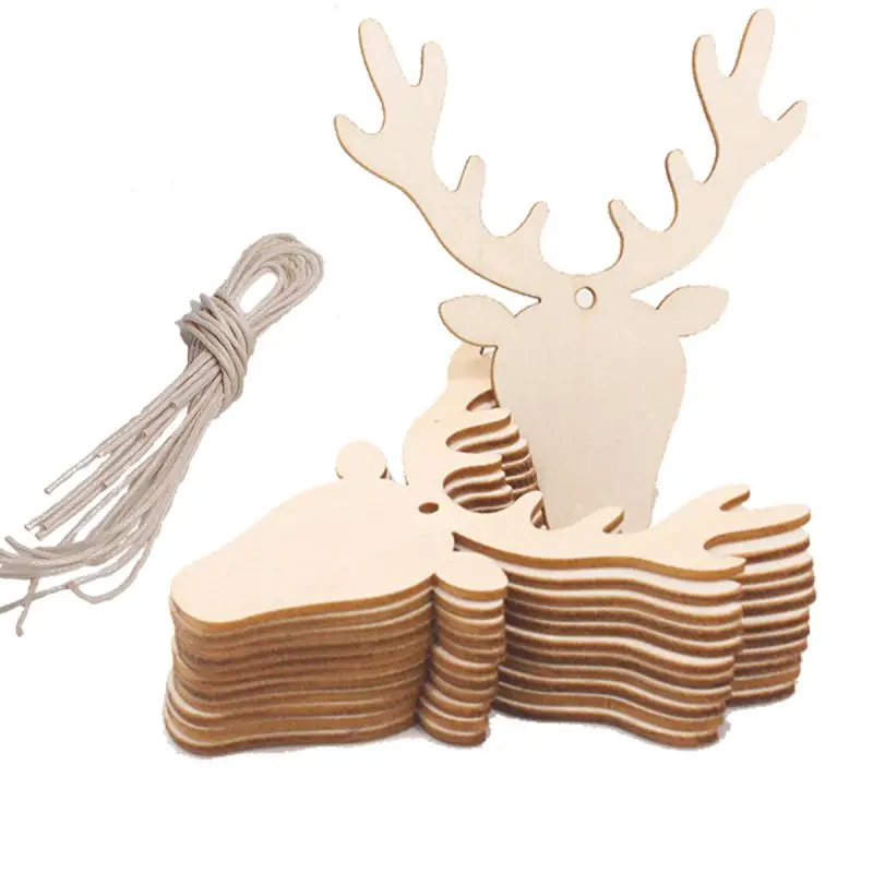Рождественские украшения для дома 10 шт. Рождественская деревянная чешуйка сделай сам олень птица подвесная