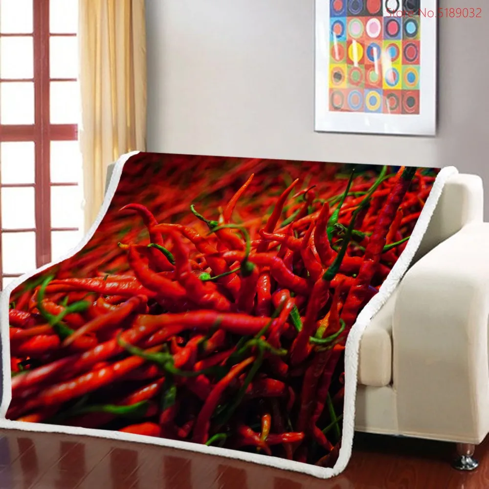 

Carrot chili Vegetables Print Sherpa Fleece Blanket on Sofa Bed 3D Food Coral Fleece Blanket on Sofa Bed Couch Travel Bedding
