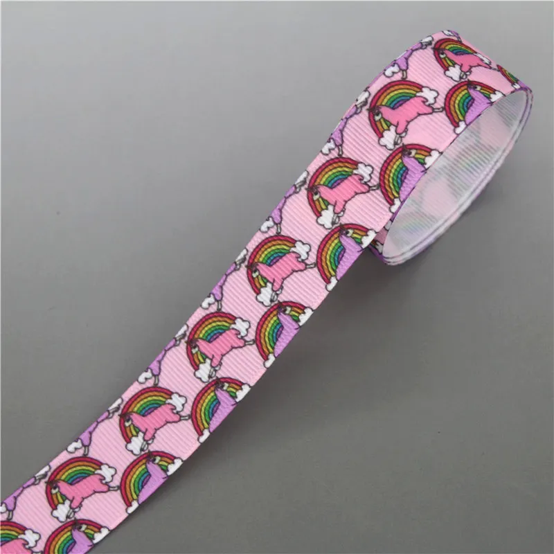 DHK 5 ярдов лист лошадка Радуга напечатан Grosgrain ленты ленточный аксессуар Hairbow