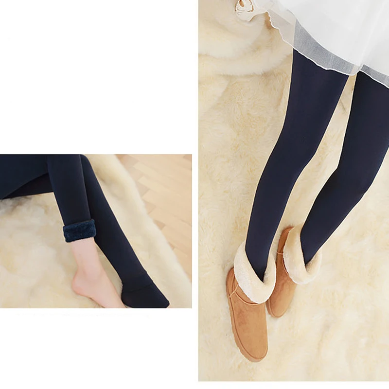 

8 Colors Womens Tights Winter Warm Fleece Lined Pantys High Waist Female Thermal Stretchy Slim Skinny Tights Solid Colors