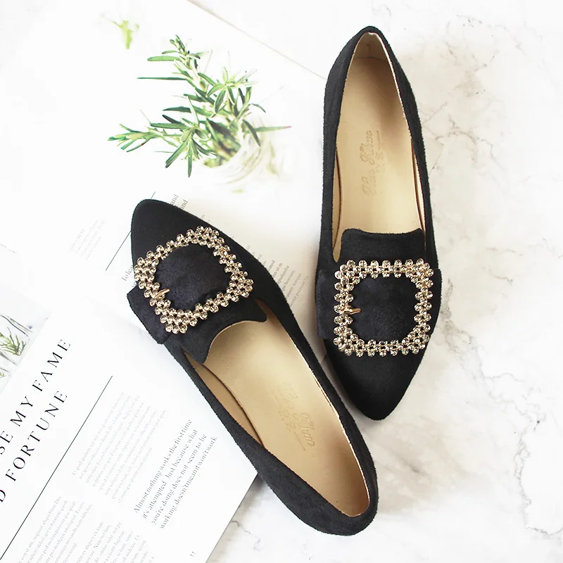 2021 Spring Flats Fashion Pointed Toe Solid Color Office Lady Comfortable Slip On Loafers Women Flat Heel Driving Shoes Casual S