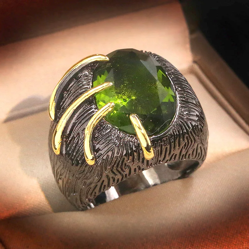 Модное черное Золотое кольцо с неровным коготком для мужчин и женщин большой