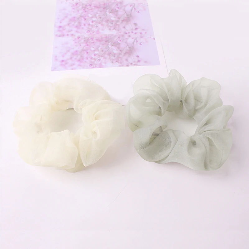 

Chiffon Hair Tie Women Headwear Solid Color Mesh Hair Scrunchie Transparent Cloth Elastic Rubber Band Nice-looking Hair Rope