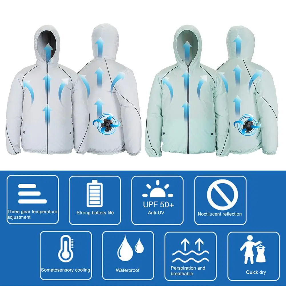 

Summer Cooling Jacket Reflective Washable Fan Air Conditioning Cool Coat for Outdoor Sun Protection Jacket USB Charing Waistcoat