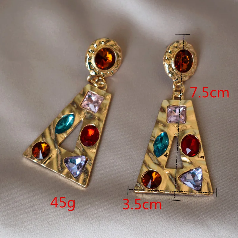 Лидер продаж Винтажные висячие серьги из сплава с кристаллами треугольные