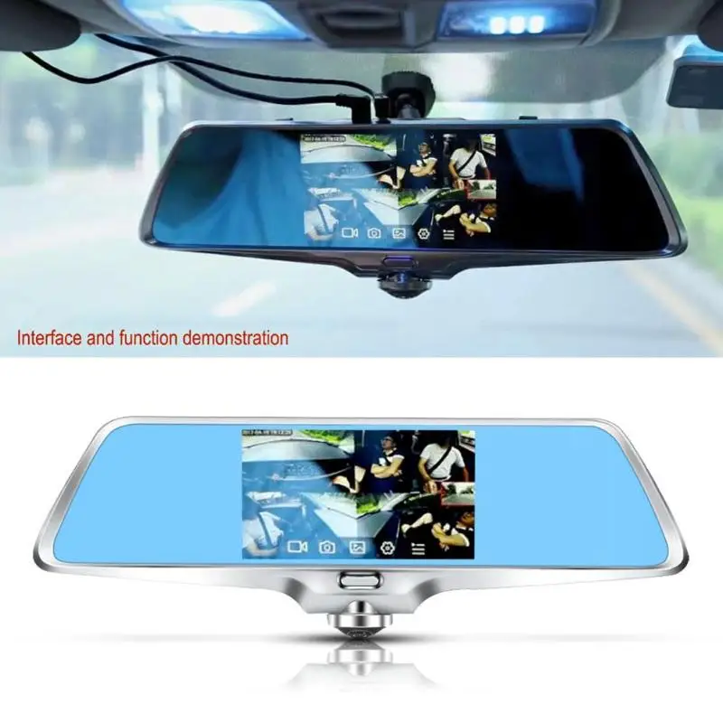 L502 Car Rearview Mirror DVR Camera Recorder Dual Lens 360 Degree Panoramic View Dashcam