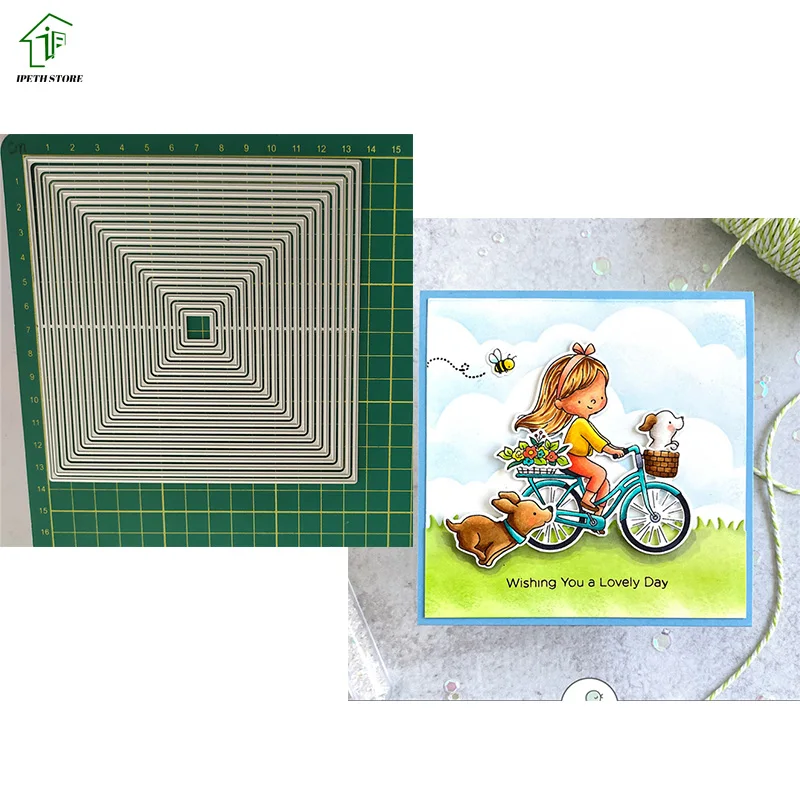 

Новое поступление 2021, квадратная рамка, металлические пресс-формы, сделай сам, трафарет для скрапбукинга, альбома, тиснение, украшение ручно...