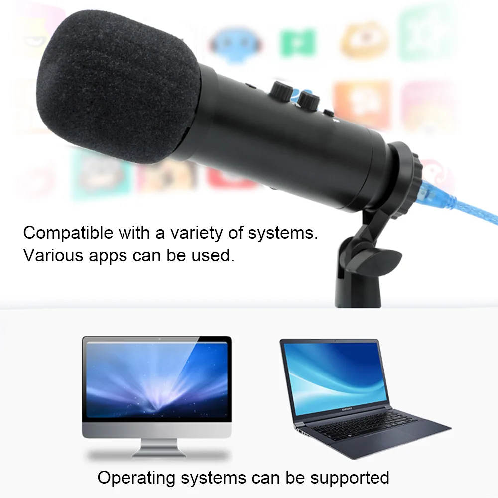 USB конденсаторный микрофон для записи потокового видео студия вещания ПК голоса K