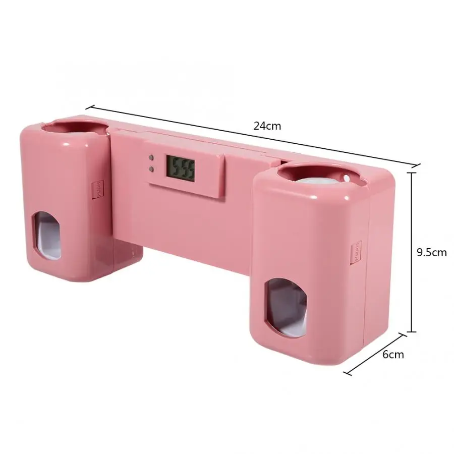 Auto 2 Toothpaste Dispenser + 5 Tooth Brush Holder Wall Mount Stand Rack W/Clock Bathroom Supplie Toiletries | Дом и сад