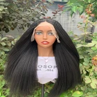Парик Yaki для женщин, синтетические волосы черного цвета, длинные кудрявые прямые парики с детскими волосами, средняя часть, из японского волокна