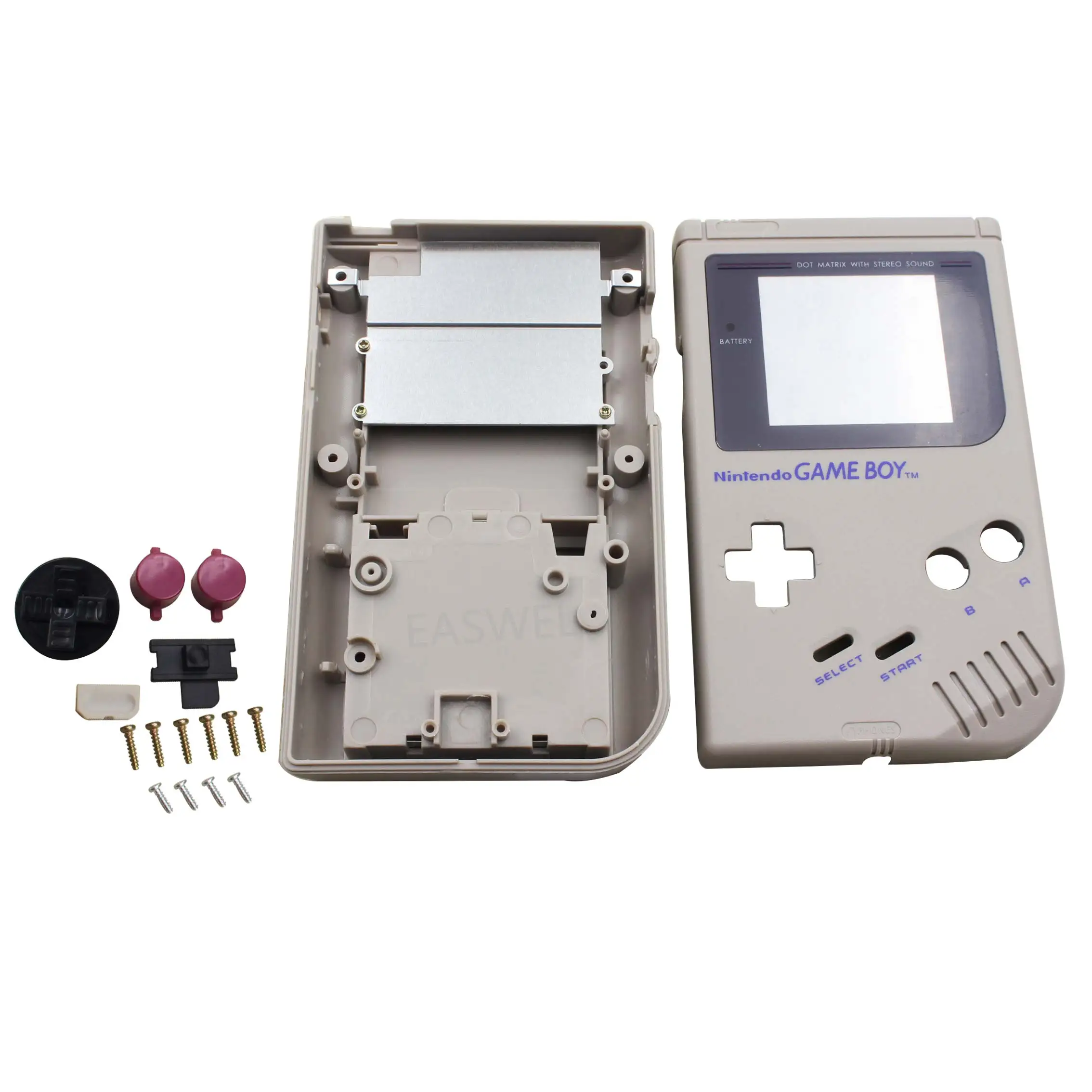 Чехол для игровой приставки Gameboy с серым корпусом и инструментами экрана |