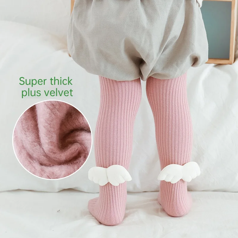 

Children's Plus Velvet Pantyhose New Autumnwinter Thickening Keep Warm Girls Kids Leggings With Cute Wings 0-8years Baby