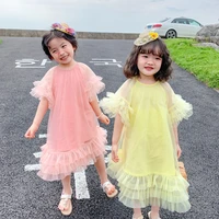 girls dress princess dress 2021 summer new childrens western dress female baby fluffy gauze skirt