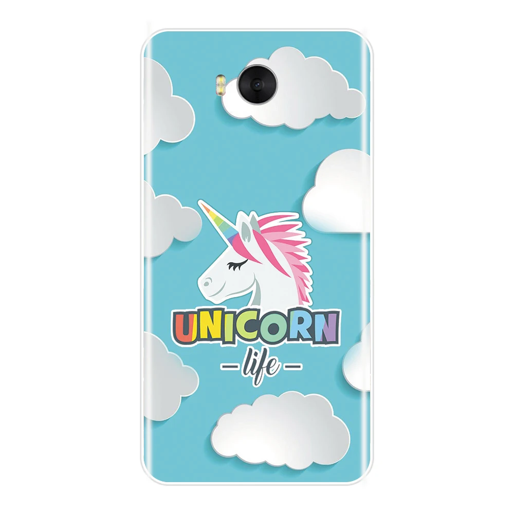 Silicone Case For Huawei Y5 Y6 Y7 Prime 2018 Y9 2019 Soft TPU Back Cover Cute Rainbow Unicorn Y3 2017 II Pro | Мобильные телефоны и