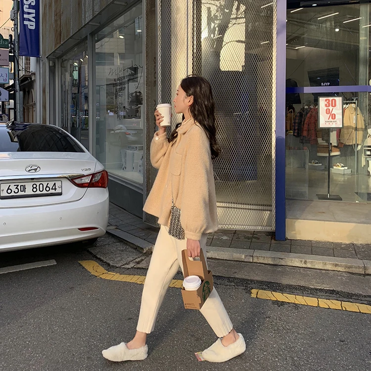 

HED Casual Thick Warm Sweater Pants for Women Autumn Winter Female Elastic Knitted Harem Pants 2020 Ladies Loose Trouser