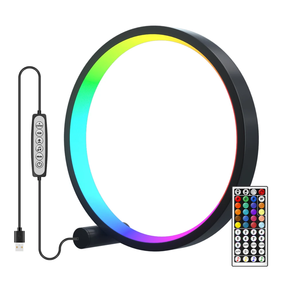 

Modern LED Night Light Ring Shape Bedroom Living Room RGB Remote Control Atmosphere Lighting Fixture Party Decor
