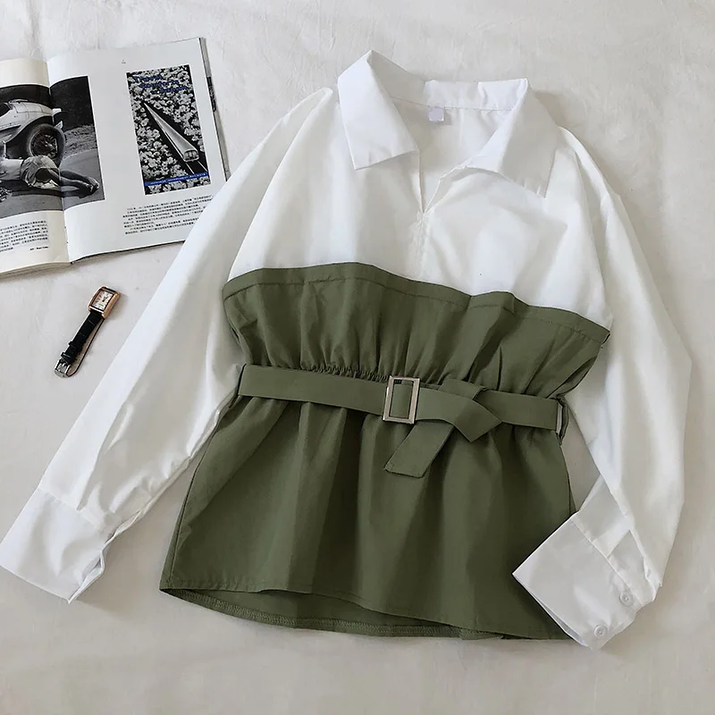 Женская рубашка с длинными рукавами и v-образным вырезом Only Plus Весенняя Блузка