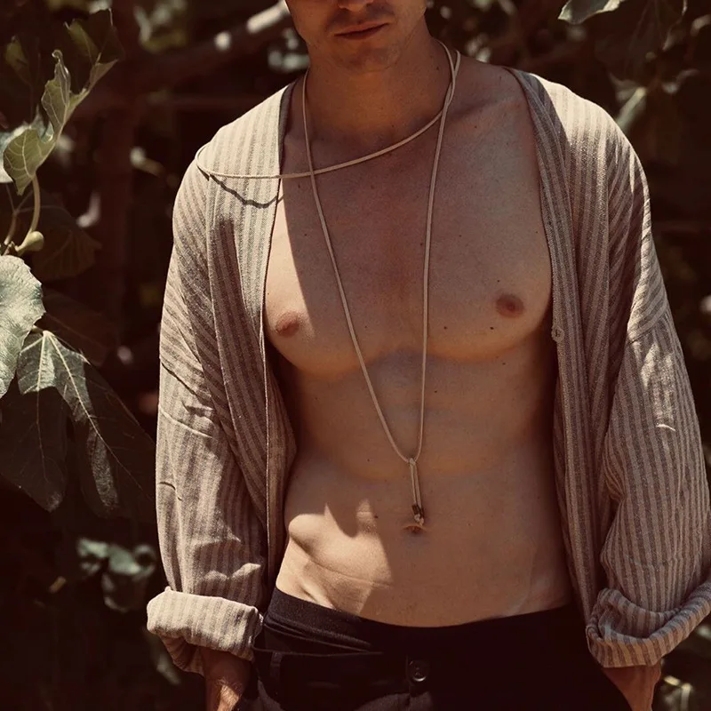 

2021 Spring Striped Men Trench Cardigan Long Sleeve Loose Cloak Streetwear Vintage Jackets Casual Men Longline Outerwear Coat