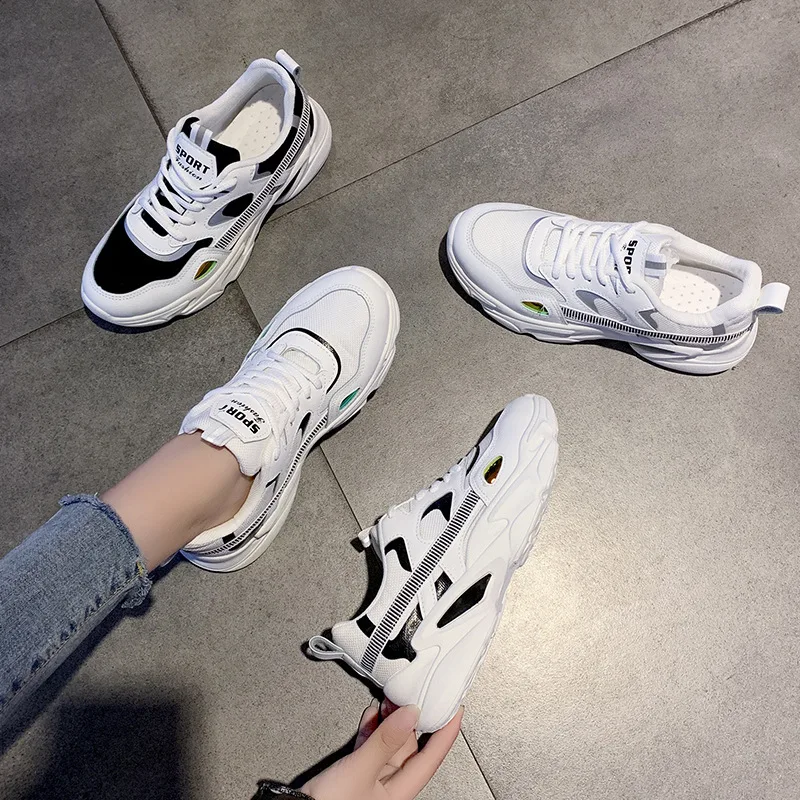 Женские спортивные кроссовки Новинка осени 2019 для бега дышащая старая обувь