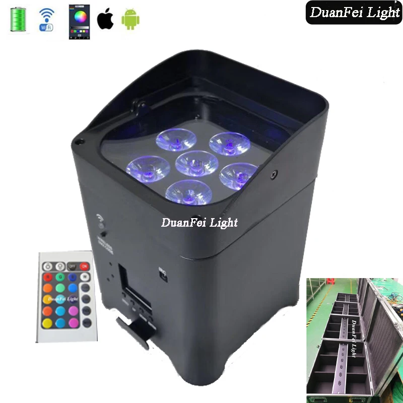 8 шт./лот chargetable беспроводной снизу вверх 6x18 Вт светодиодный par аккумуляторная батарея RGBA + UV работает Wi Fi