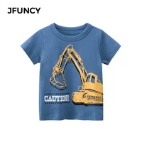jfuncy 2021 summer childrens loose t shirt new fashion kids clothing child excavator crane t shirts cotton casual kids top