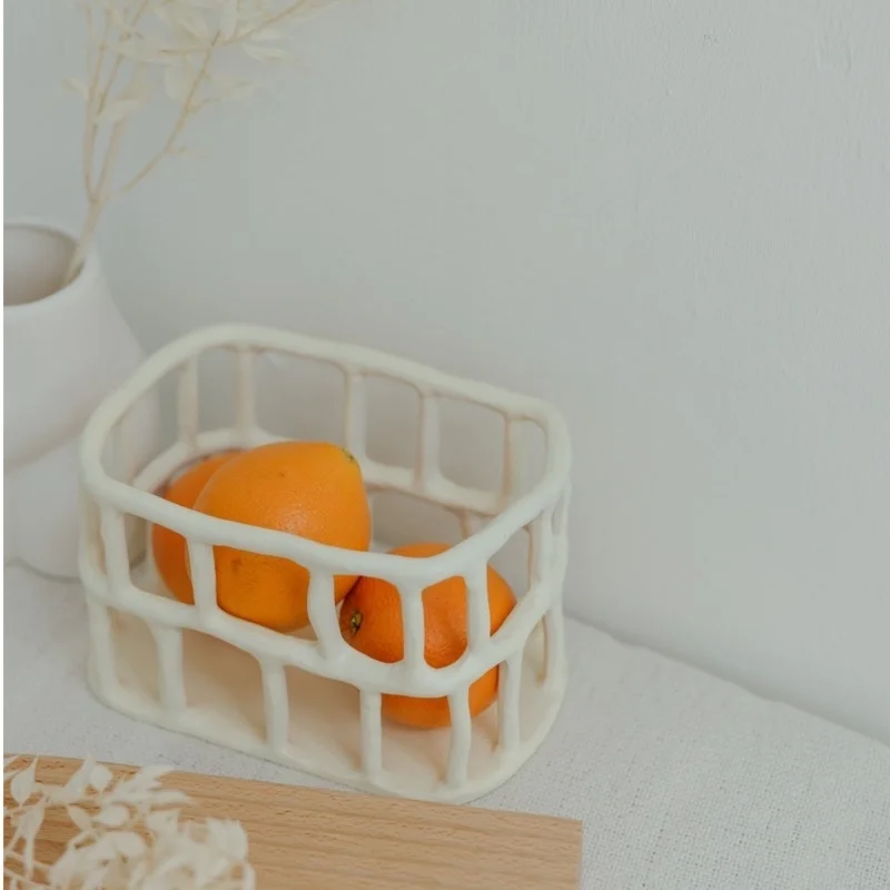 Nordic Minimalist Fruit Hollow Basket Creative Home Decorations Living Room Tea Table Storage