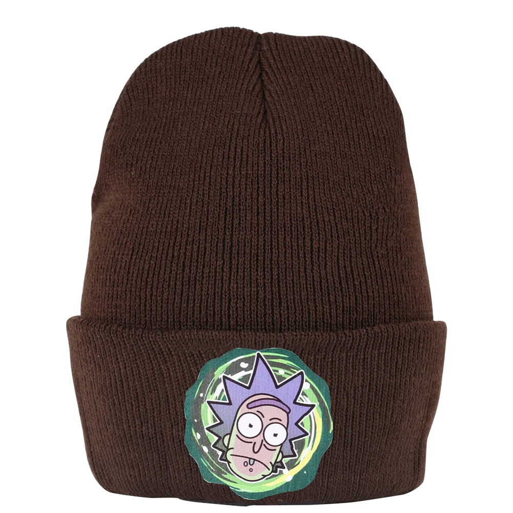 Вязаная Зимняя шапочка с мультяшным рисунком женская и мужская уличная