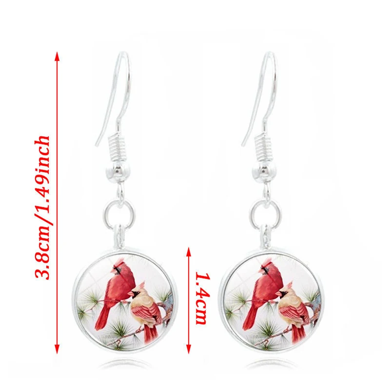

Fashion Women Jewelry Sets Cabochon Pendant Necklace Bracelet Earrings Jewelry Set Cardinal Bird Time Stone for Ladies Party