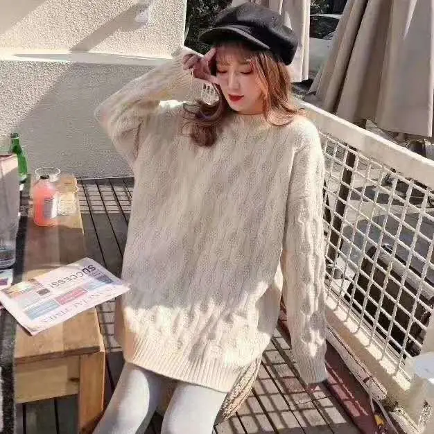 

2020 Autumn and Winter Loose Mid-Length Sweater Female Thickened Sweater Woman Sweaters Femme Chandails Pull Hiver