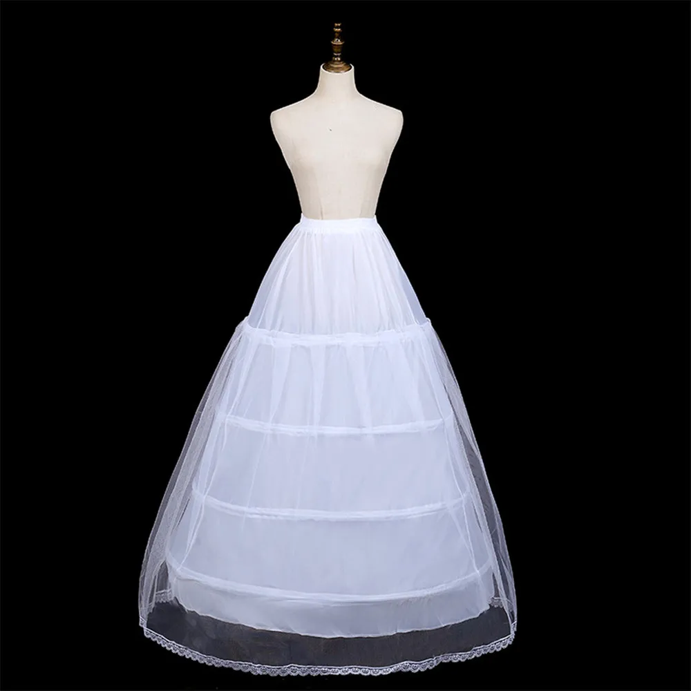 

YUNUO Free Size White 4 Hoops Wedding Petticoat Elastic Waistband Bridal Underskirt Crinoline Wedding Accessories