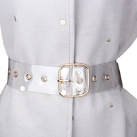 fashion rivet eyelet metal buckle pin belt for women wide clear transparent waistband ladies dress corset belt clothes accessory