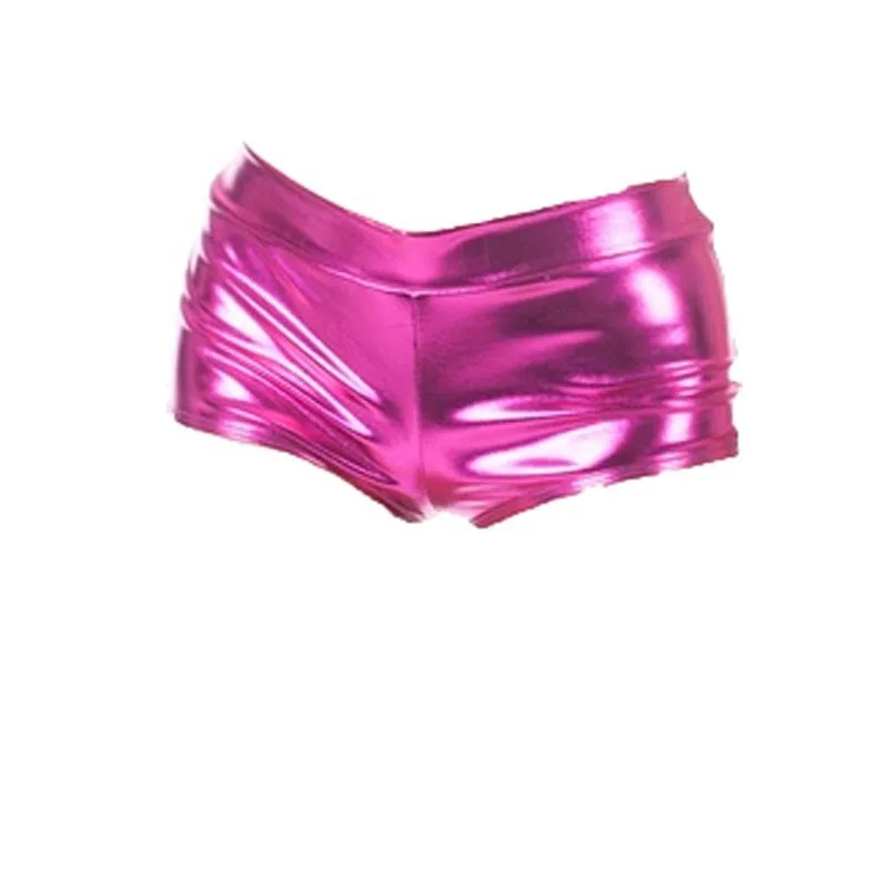 Сексуальные женские блестящие мокрые шорты с металлическим сердечком и вырезами